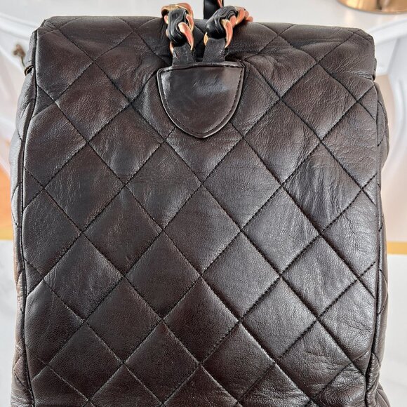 Authentic Chanel Backpack Matelasse Daypack Brown Leather Duma B0879 - Picture 6 of 16